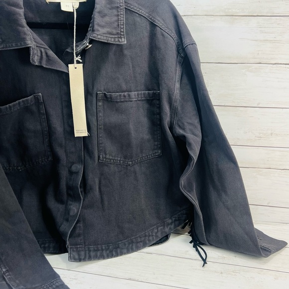 Saltwater Luxe Washed Black Jean Jacket with Fringe 100% Cotten cowgirl biker - Picture 11 of 14